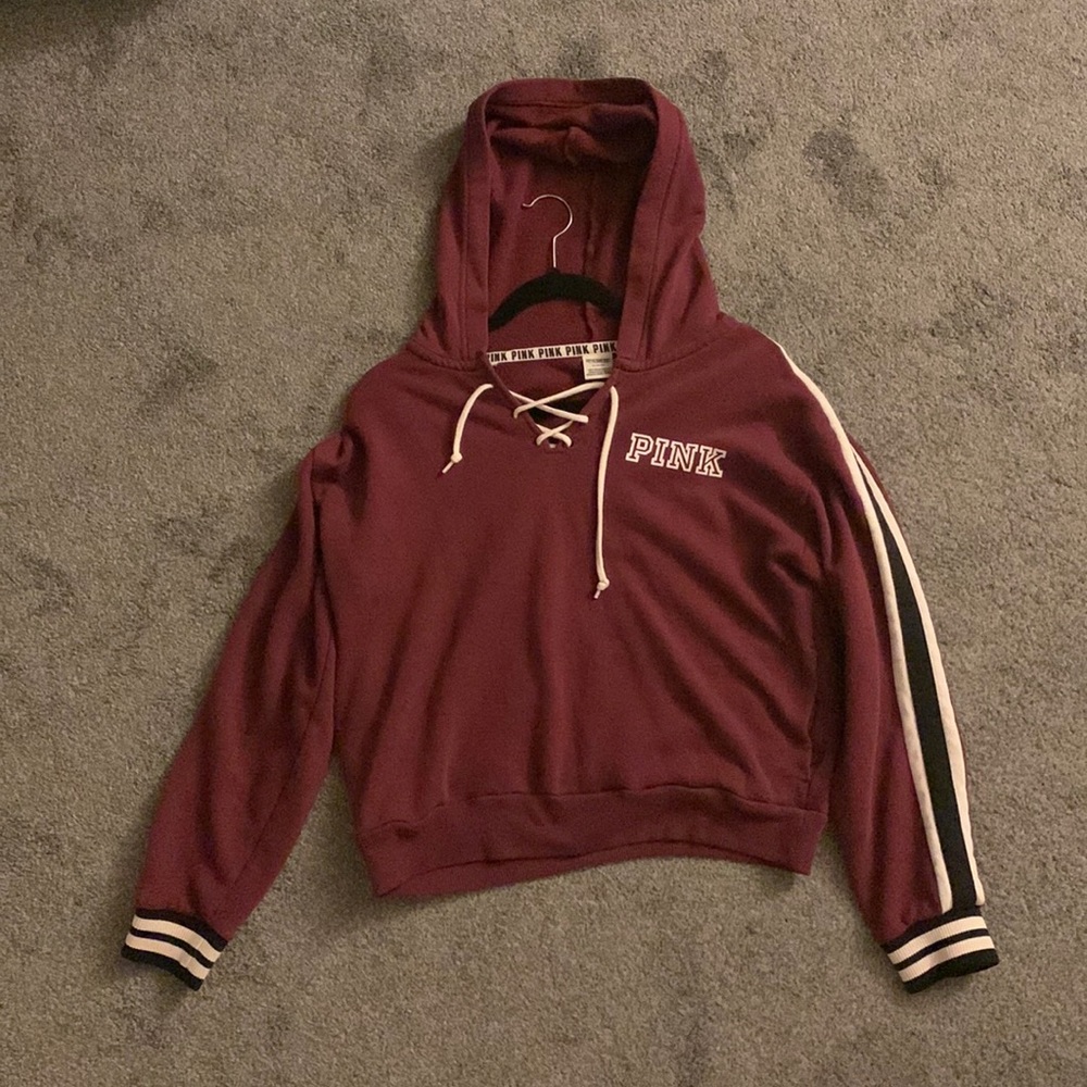 Victoria Secret burgundy crop top hoodie